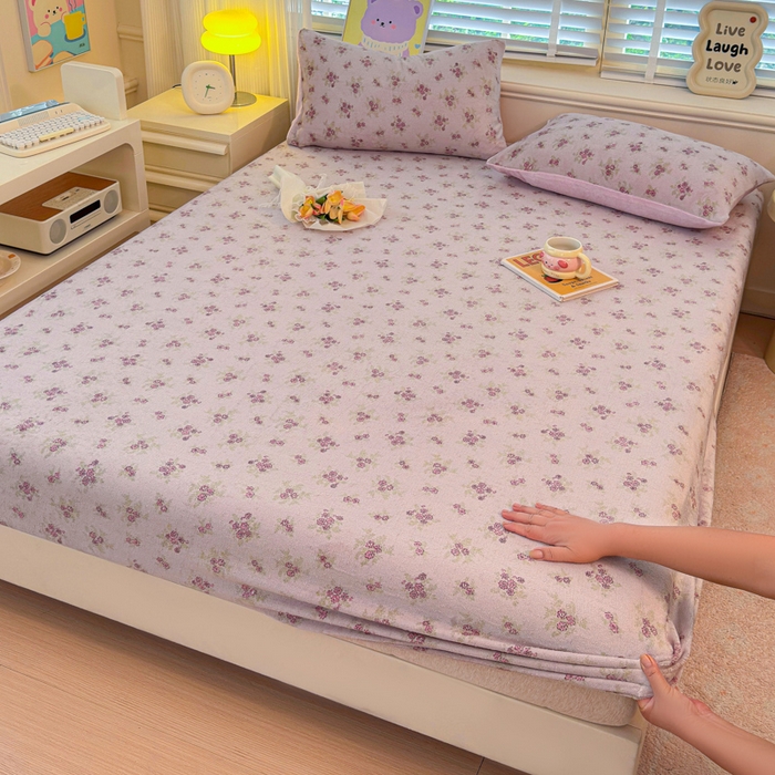 慕澄家纺 2025新款牛奶绒印花床笠床笠单品 床笠-梦幻花语