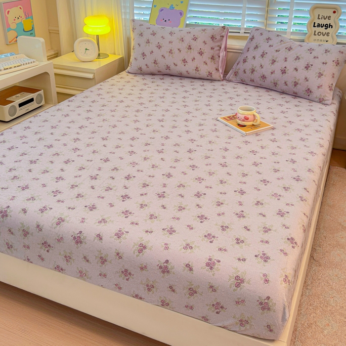 91家纺网 家纺一手货源 找家纺 慕澄家纺 2025新款牛奶绒印花床笠床笠单品 床笠-梦幻花语