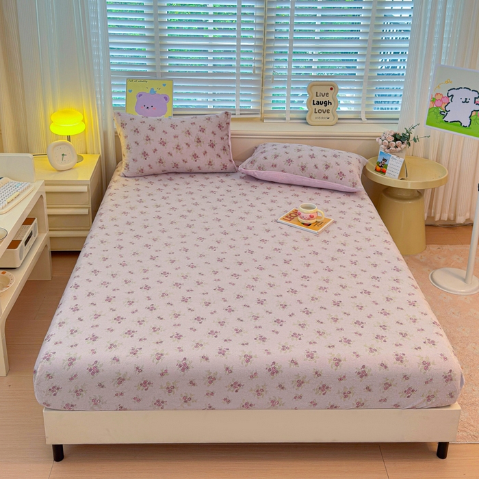 91家纺网 家纺一手货源 找家纺 慕澄家纺 2025新款牛奶绒印花床笠床笠单品 床笠-梦幻花语