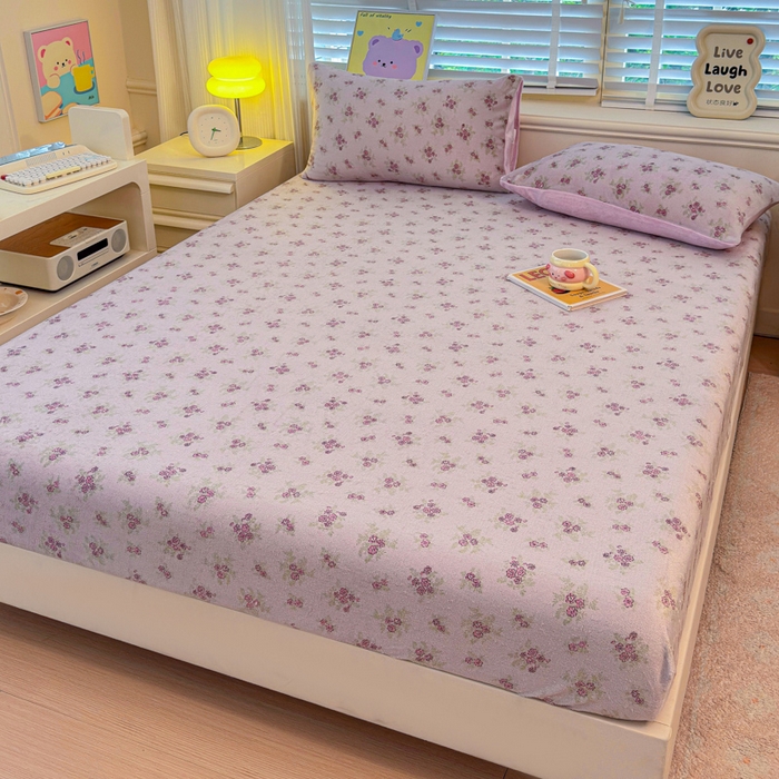 91家纺网 家纺一手货源 找家纺 慕澄家纺 2025新款牛奶绒印花床笠床笠单品 床笠-梦幻花语