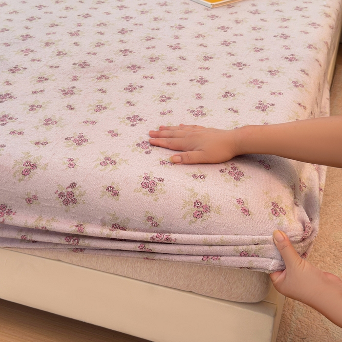 91家纺网 家纺一手货源 找家纺 慕澄家纺 2025新款牛奶绒印花床笠床笠单品 床笠-梦幻花语