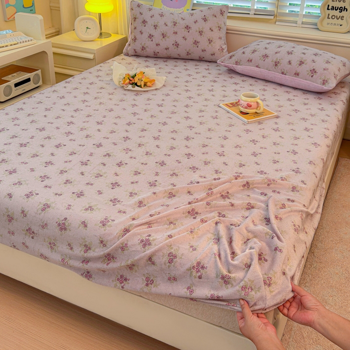 91家纺网 家纺一手货源 找家纺 慕澄家纺 2025新款牛奶绒印花床笠床笠单品 床笠-梦幻花语