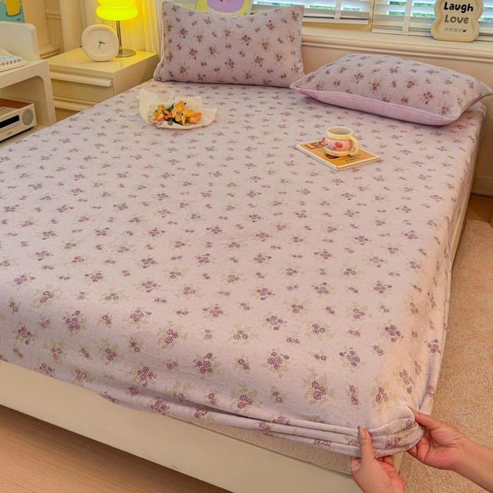 91家纺网 家纺一手货源 找家纺 慕澄家纺 2025新款牛奶绒印花床笠床笠单品 床笠-梦幻花语