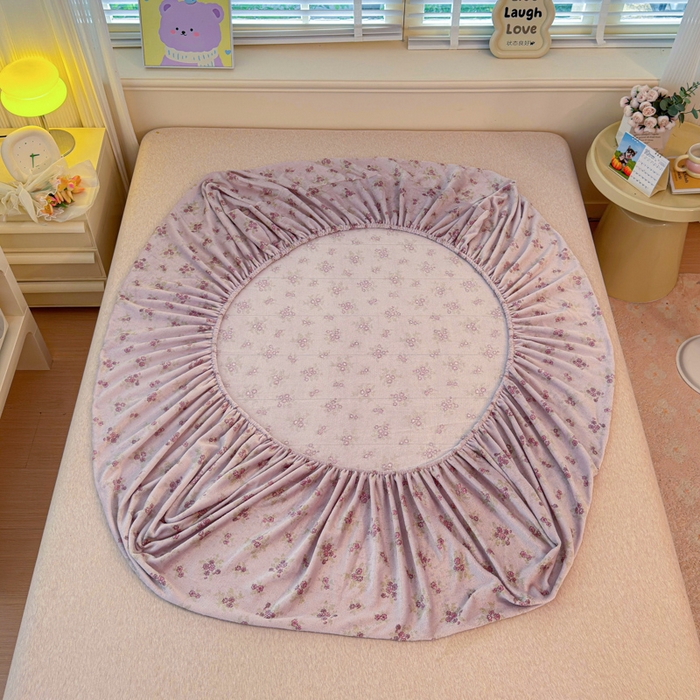 91家纺网 家纺一手货源 找家纺 慕澄家纺 2025新款牛奶绒印花床笠床笠单品 床笠-梦幻花语