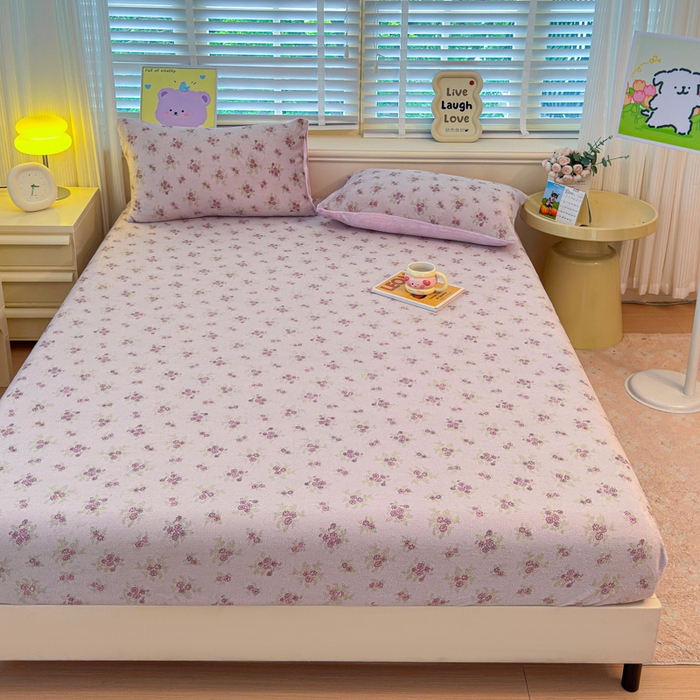 91家纺网 家纺一手货源 找家纺 慕澄家纺 2025新款牛奶绒印花床笠床笠单品 床笠-梦幻花语