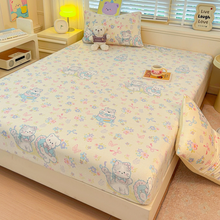 91家纺网 家纺一手货源 找家纺 慕澄家纺 2025新款牛奶绒印花床笠床笠单品 床笠-奶奶可爱