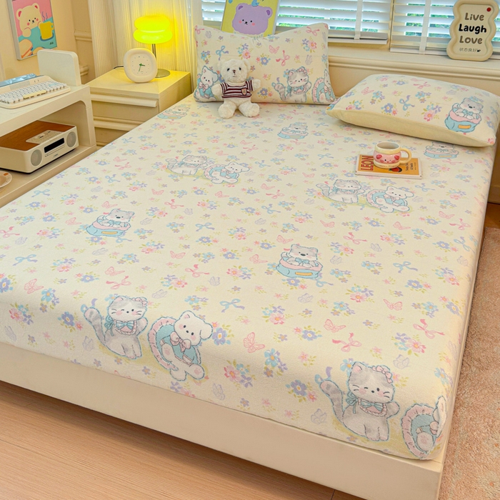 91家纺网 家纺一手货源 找家纺 慕澄家纺 2025新款牛奶绒印花床笠床笠单品 床笠-奶奶可爱