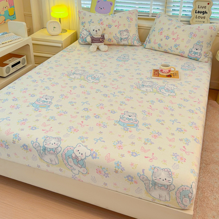 91家纺网 家纺一手货源 找家纺 慕澄家纺 2025新款牛奶绒印花床笠床笠单品 床笠-奶奶可爱