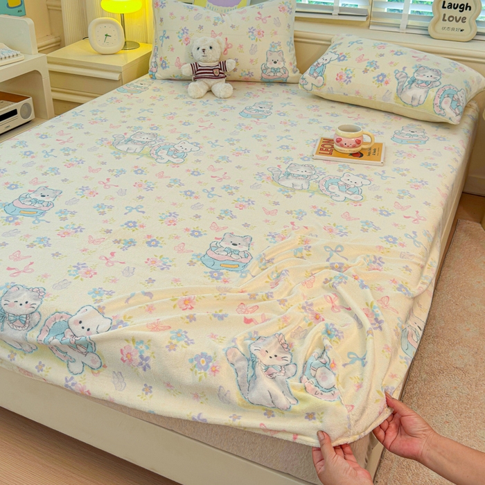 91家纺网 家纺一手货源 找家纺 慕澄家纺 2025新款牛奶绒印花床笠床笠单品 床笠-奶奶可爱