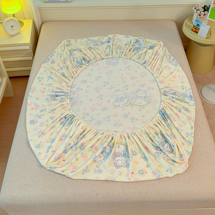 91家纺网 家纺一手货源 找家纺 慕澄家纺 2025新款牛奶绒印花床笠床笠单品 床笠-奶奶可爱