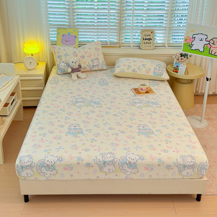 91家纺网 家纺一手货源 找家纺 慕澄家纺 2025新款牛奶绒印花床笠床笠单品 床笠-奶奶可爱