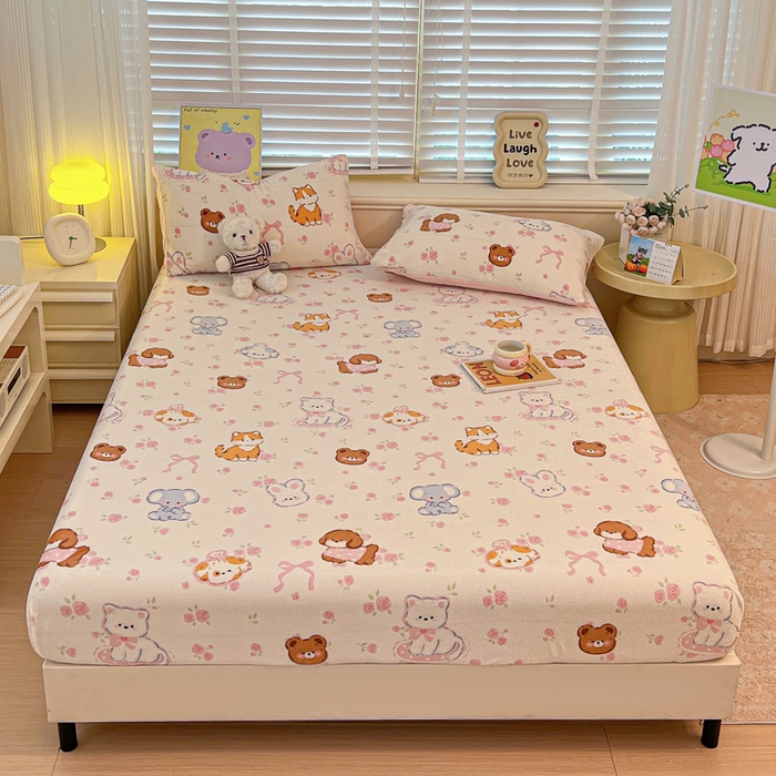 91家纺网 家纺一手货源 找家纺 慕澄家纺 2025新款牛奶绒印花床笠床笠单品 床笠-碎花小汪