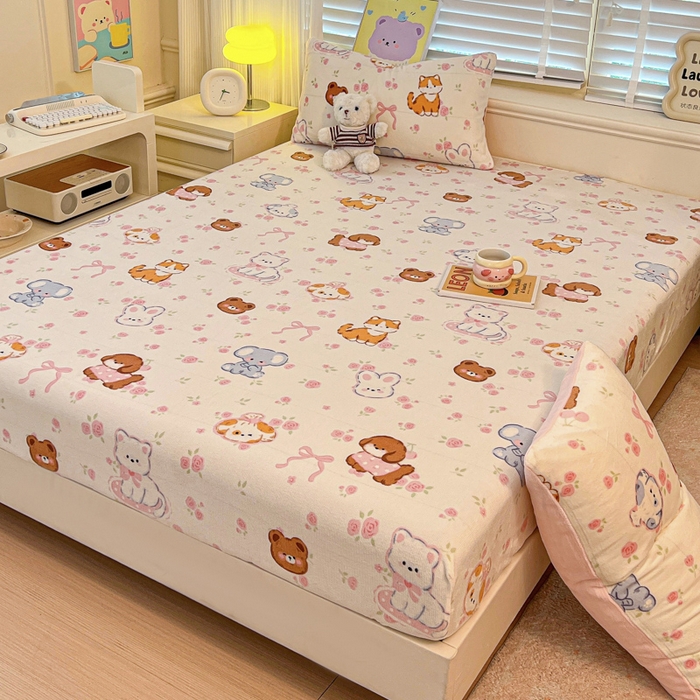 91家纺网 家纺一手货源 找家纺 慕澄家纺 2025新款牛奶绒印花床笠床笠单品 床笠-碎花小汪