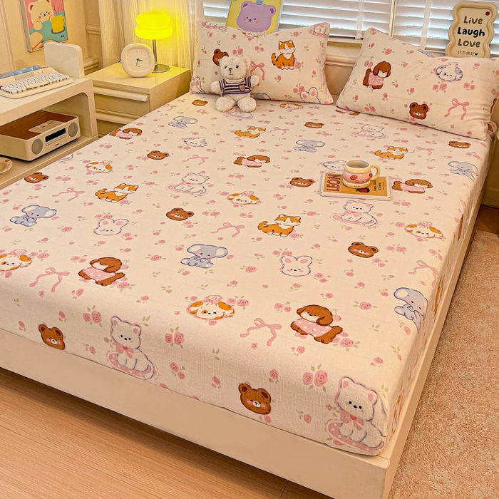 91家纺网 家纺一手货源 找家纺 慕澄家纺 2025新款牛奶绒印花床笠床笠单品 床笠-碎花小汪