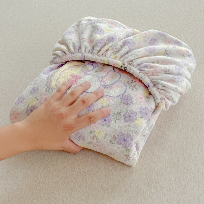 91家纺网 家纺一手货源 找家纺 慕澄家纺 2025新款牛奶绒印花床笠床笠单品 床笠-碎碎紫兔