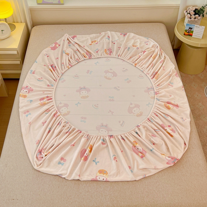 91家纺网 家纺一手货源 找家纺 慕澄家纺 2025新款牛奶绒印花床笠床笠单品 床笠-甜品美乐蒂