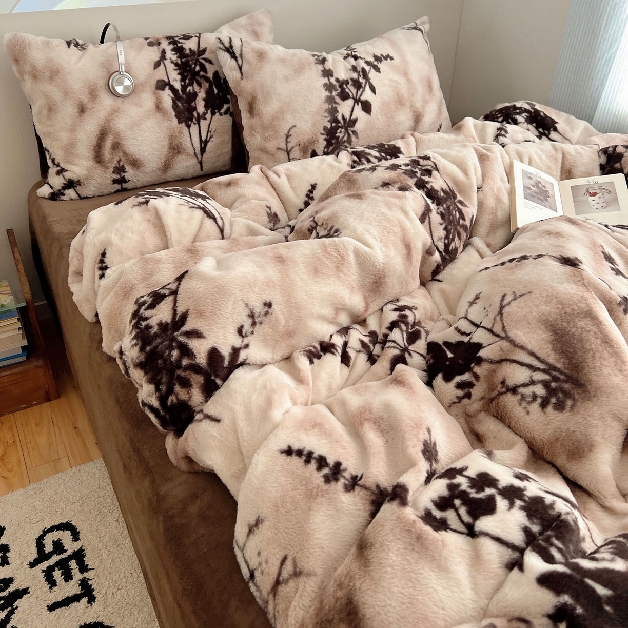 91家纺网 家纺一手货源 找家纺 顾里家纺 2025新款美拉德兔毛四件套 繁花