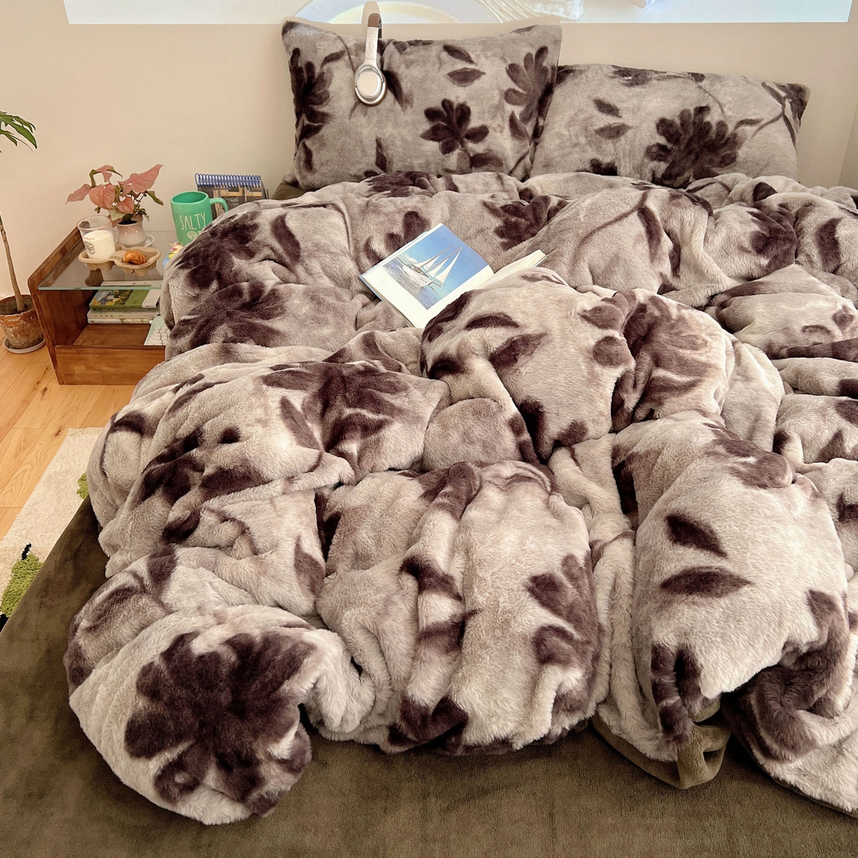 顾里家纺 2025新款美拉德兔毛四件套 花蕊