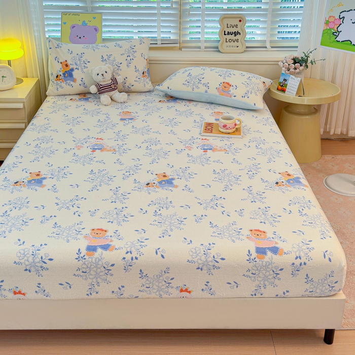 91家纺网 家纺一手货源 找家纺 慕澄家纺 2025新款牛奶绒印花床笠床笠单品 床笠-小美好