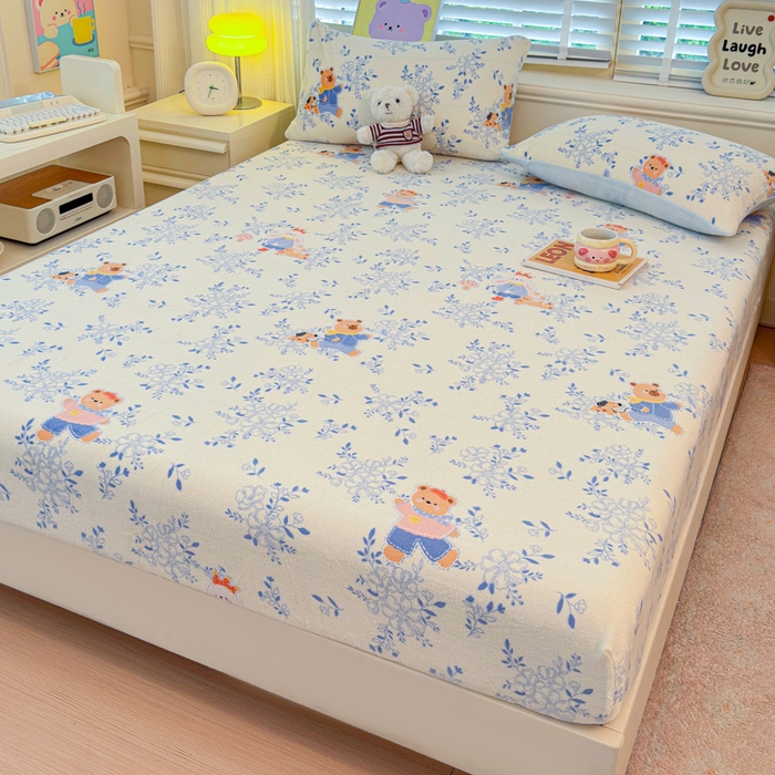 91家纺网 家纺一手货源 找家纺 慕澄家纺 2025新款牛奶绒印花床笠床笠单品 床笠-小美好