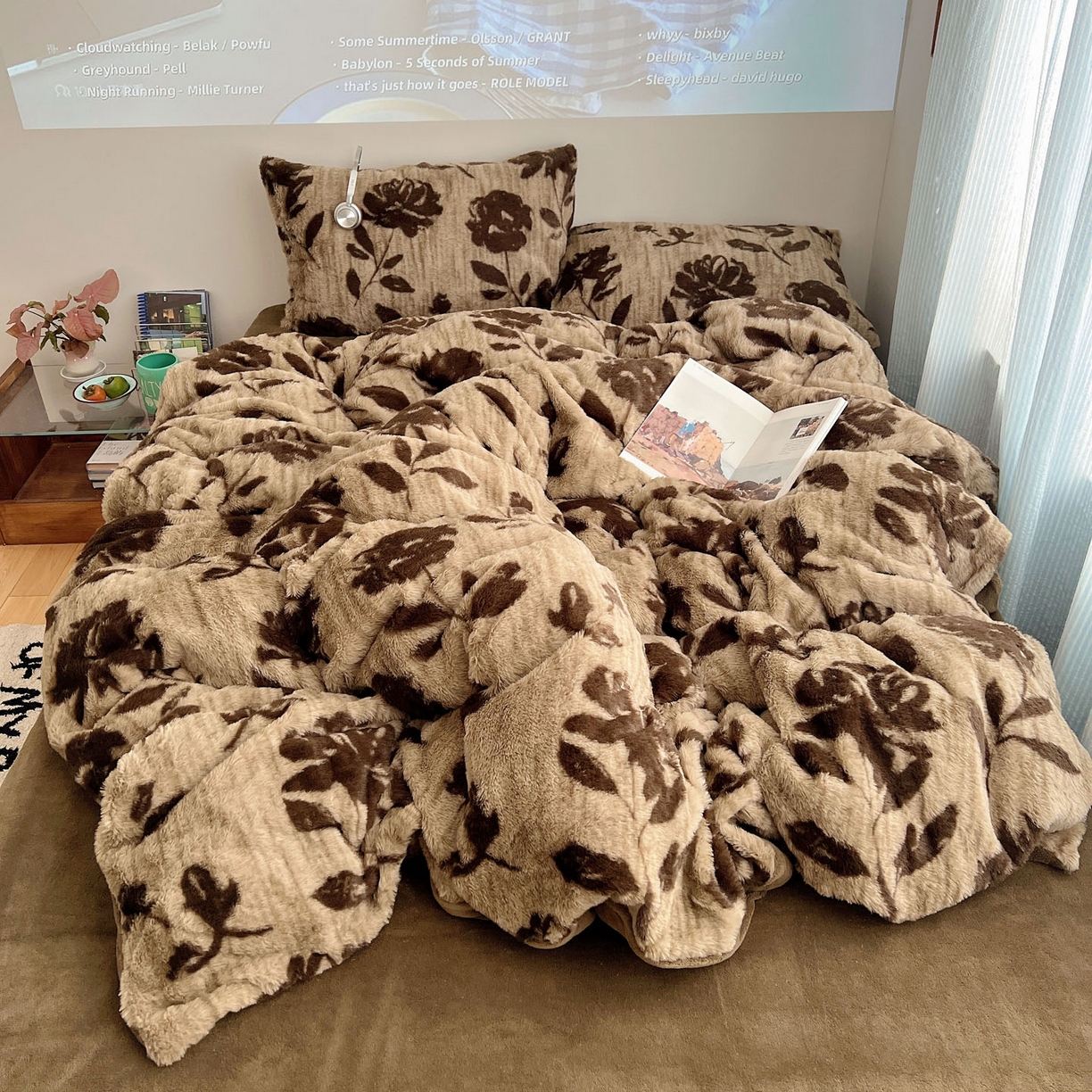 顾里家纺 2025新款美拉德兔毛四件套 花语