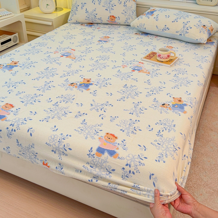 91家纺网 家纺一手货源 找家纺 慕澄家纺 2025新款牛奶绒印花床笠床笠单品 床笠-小美好