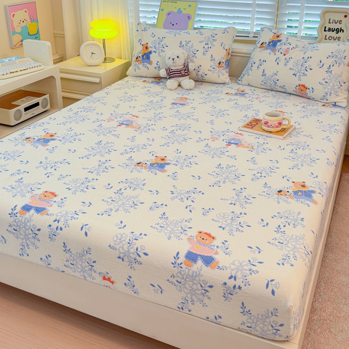 91家纺网 家纺一手货源 找家纺 慕澄家纺 2025新款牛奶绒印花床笠床笠单品 床笠-小美好