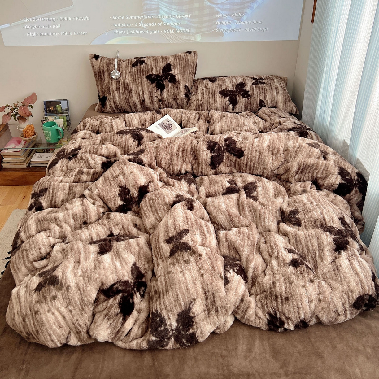 顾里家纺 2025新款美拉德兔毛四件套 蝶影