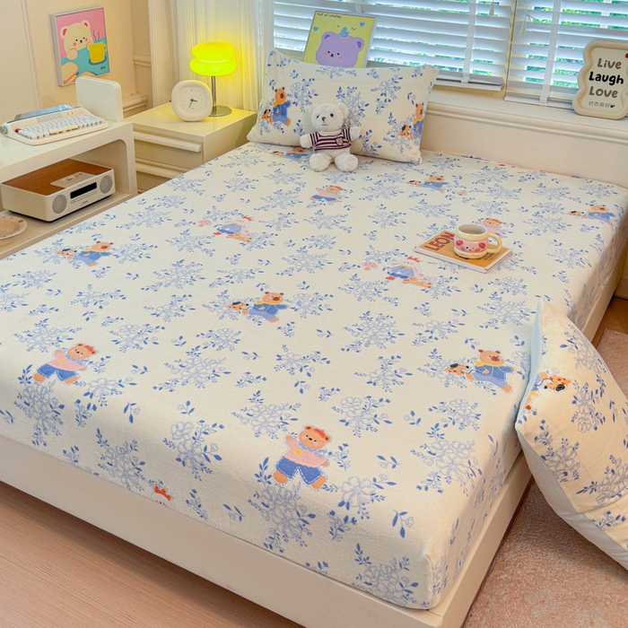 91家纺网 家纺一手货源 找家纺 慕澄家纺 2025新款牛奶绒印花床笠床笠单品 床笠-小美好