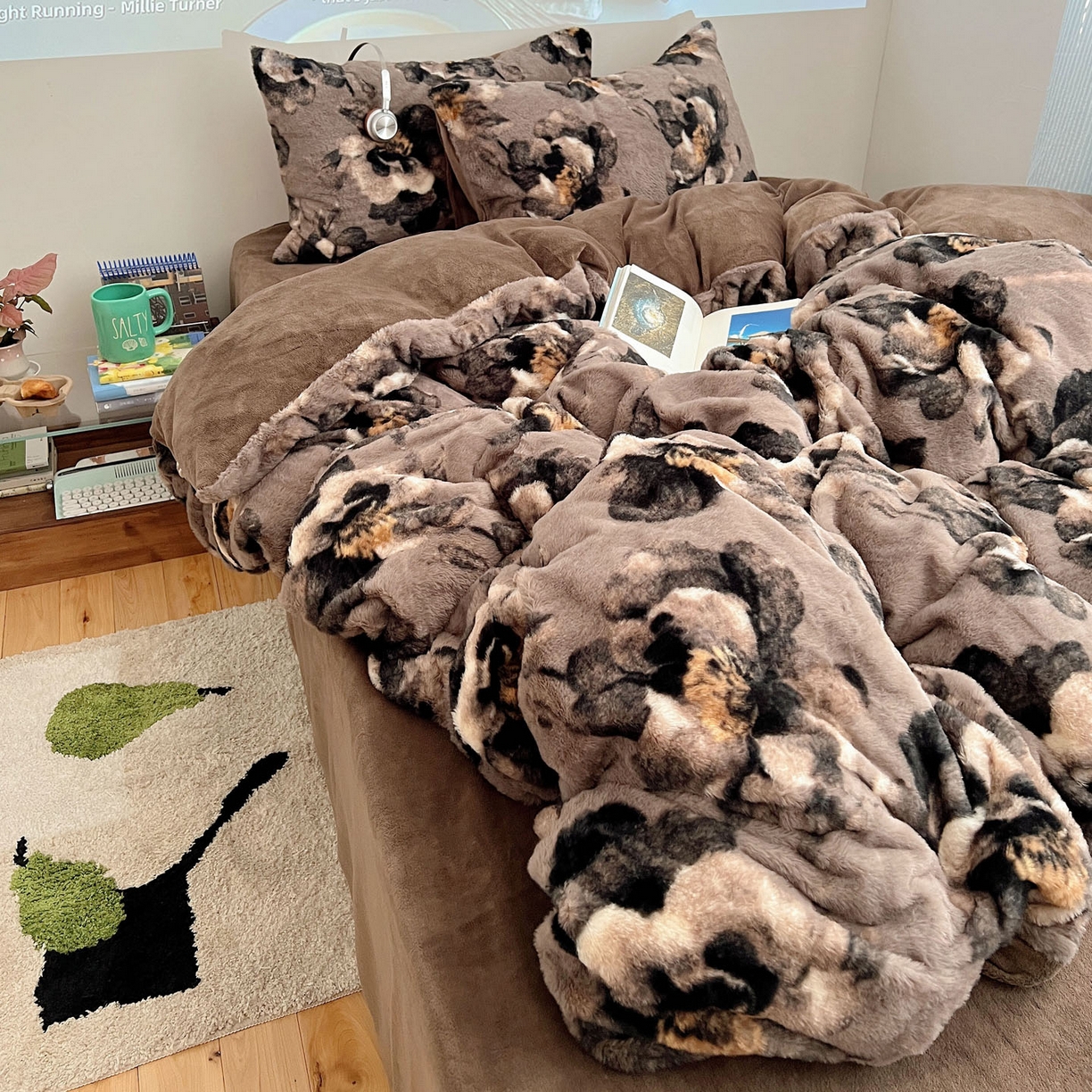 91家纺网 家纺一手货源 找家纺 顾里家纺 2025新款美拉德兔毛四件套 花境