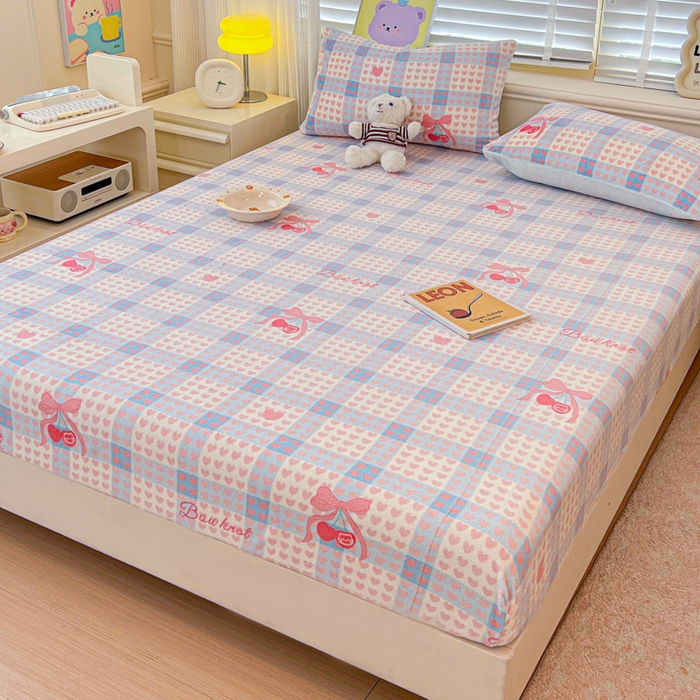 91家纺网 家纺一手货源 找家纺 慕澄家纺 2025新款牛奶绒印花床笠床笠单品 床笠-心心相印