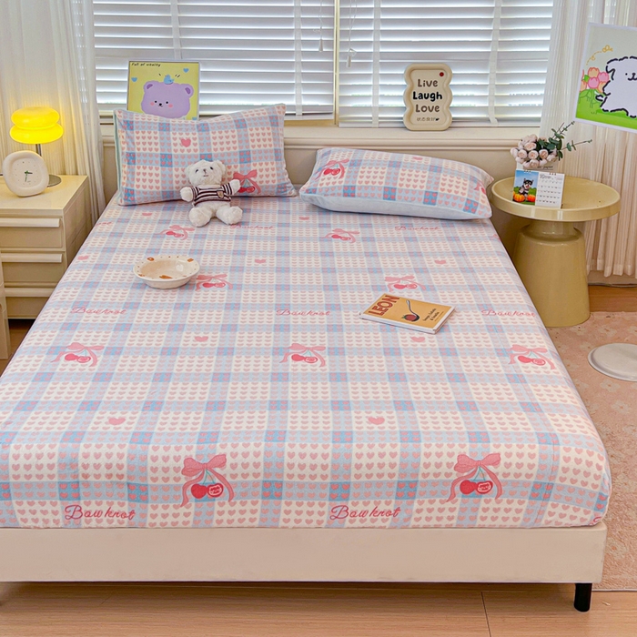 91家纺网 家纺一手货源 找家纺 慕澄家纺 2025新款牛奶绒印花床笠床笠单品 床笠-心心相印