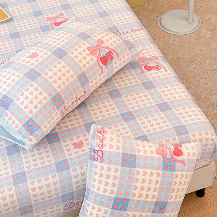 91家纺网 家纺一手货源 找家纺 慕澄家纺 2025新款牛奶绒印花床笠床笠单品 床笠-心心相印