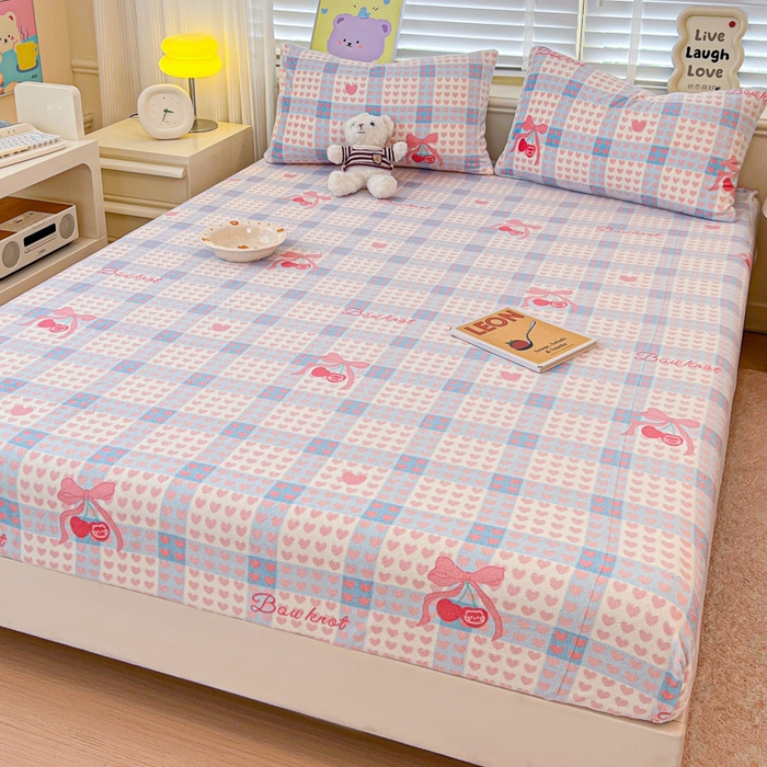 91家纺网 家纺一手货源 找家纺 慕澄家纺 2025新款牛奶绒印花床笠床笠单品 床笠-心心相印