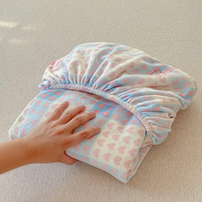 91家纺网 家纺一手货源 找家纺 慕澄家纺 2025新款牛奶绒印花床笠床笠单品 床笠-心心相印