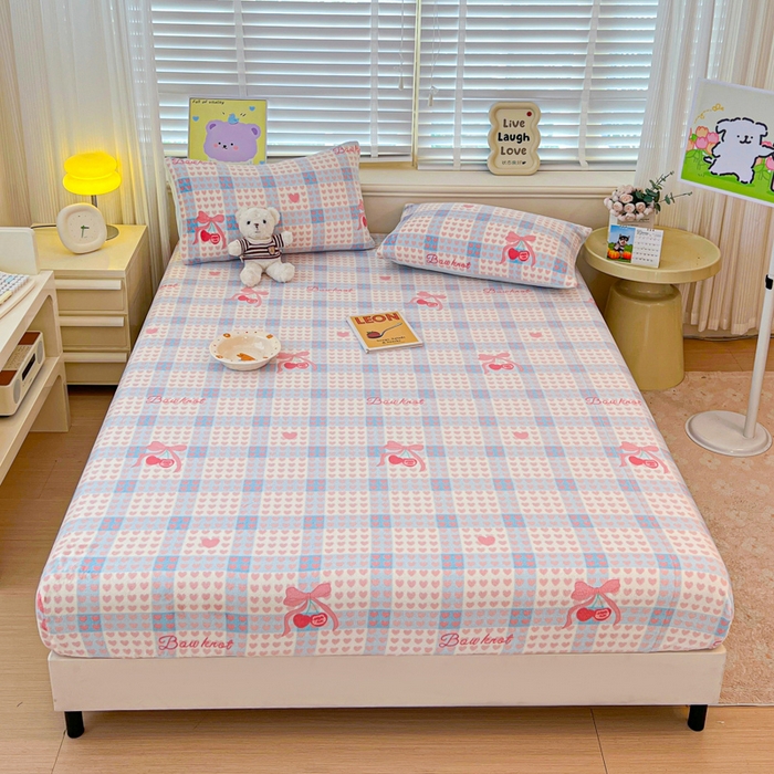 91家纺网 家纺一手货源 找家纺 慕澄家纺 2025新款牛奶绒印花床笠床笠单品 床笠-心心相印