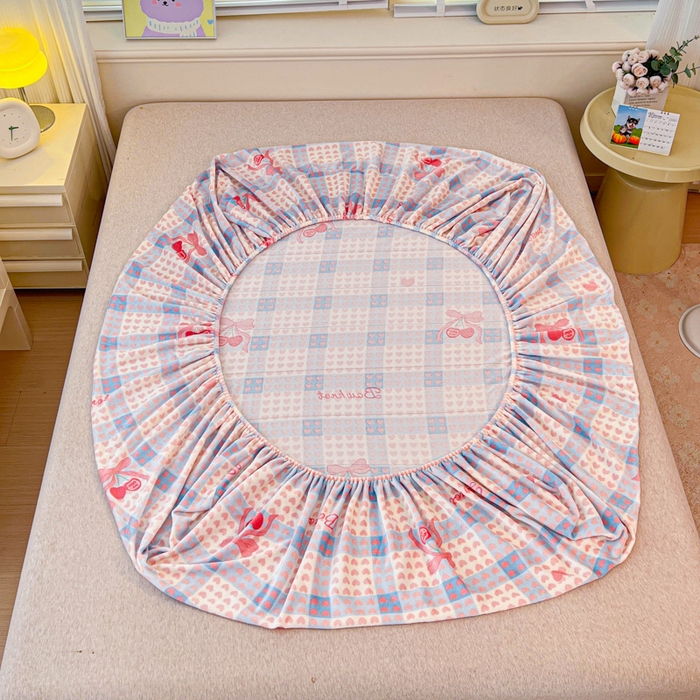 91家纺网 家纺一手货源 找家纺 慕澄家纺 2025新款牛奶绒印花床笠床笠单品 床笠-心心相印