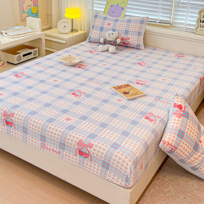 91家纺网 家纺一手货源 找家纺 慕澄家纺 2025新款牛奶绒印花床笠床笠单品 床笠-心心相印