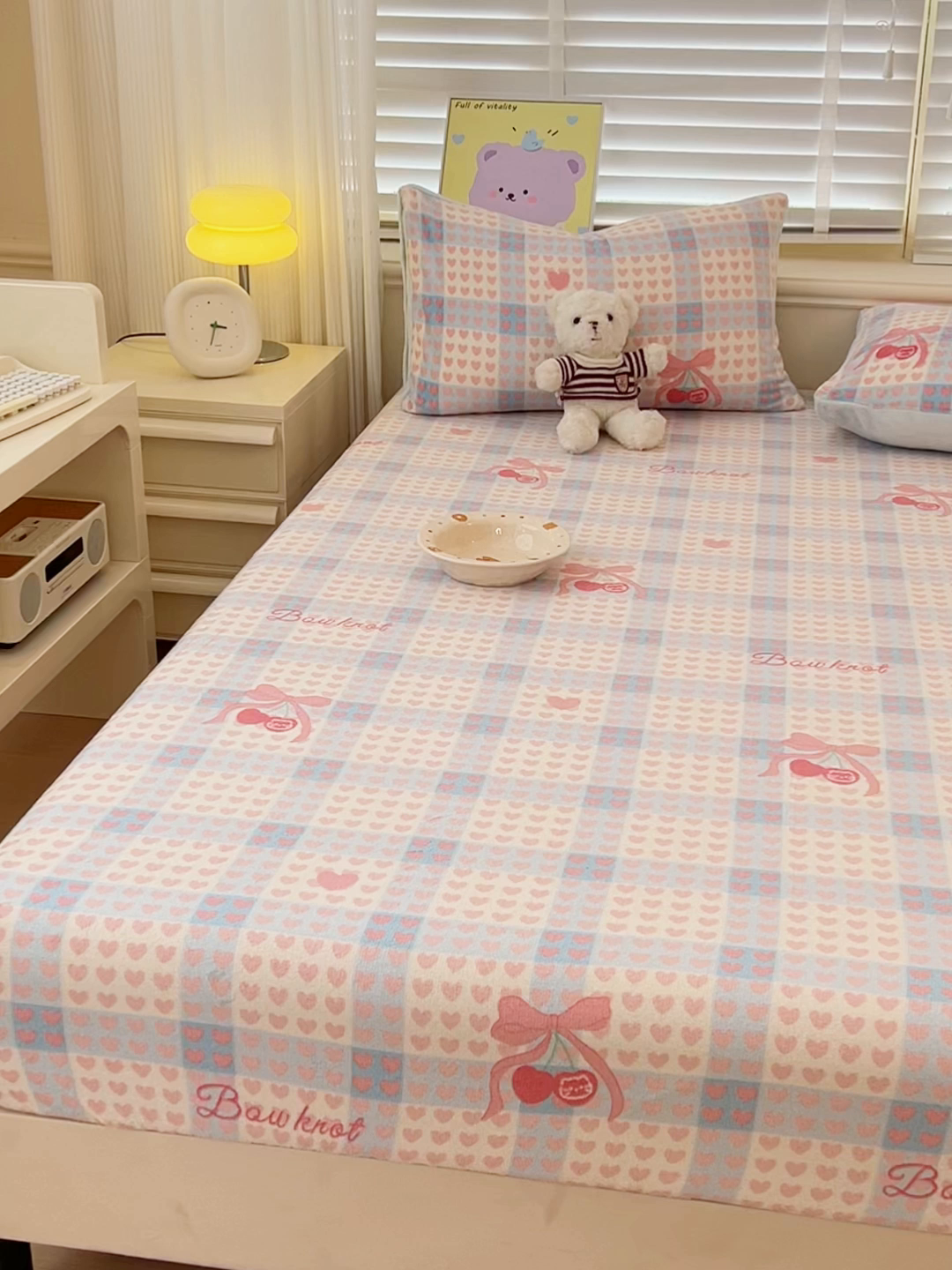 91家纺网 家纺一手货源 找家纺 慕澄家纺 2025新款牛奶绒印花床笠床笠单品 床笠-心心相印