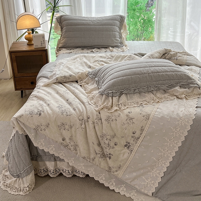 91家纺网 家纺一手货源 找家纺 （总）桂雅居 2025新款植物再生棉麻法式数码印花懒人被被子被芯