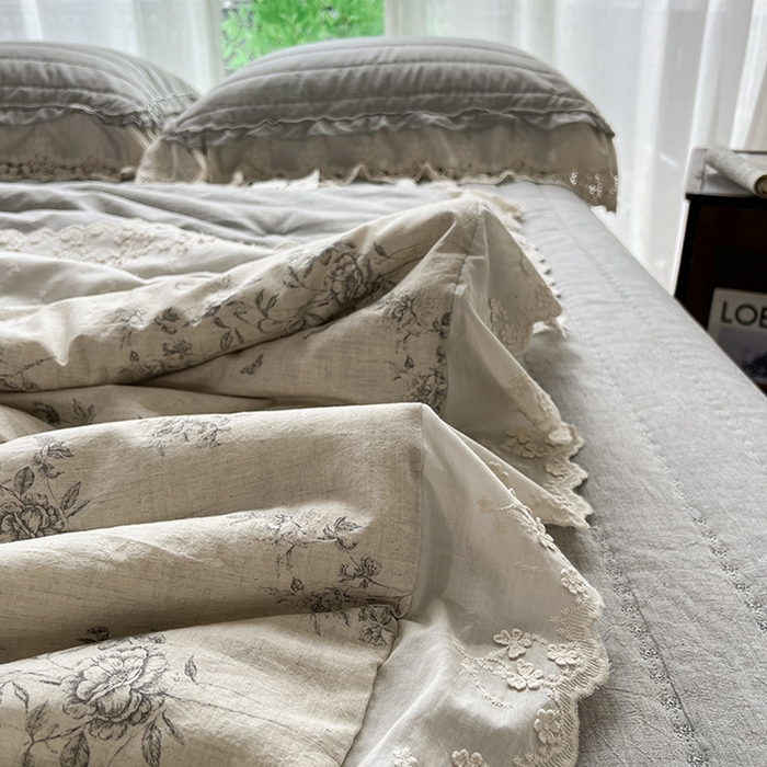 91家纺网 家纺一手货源 找家纺 （总）桂雅居 2025新款植物再生棉麻法式数码印花懒人被被子被芯