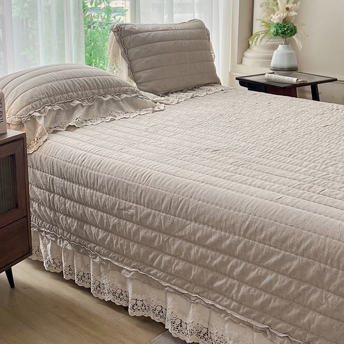 91家纺网 家纺一手货源 找家纺 桂雅居 2025新款植物再生棉麻法式数码印花懒人被被子被芯 素锦-咖