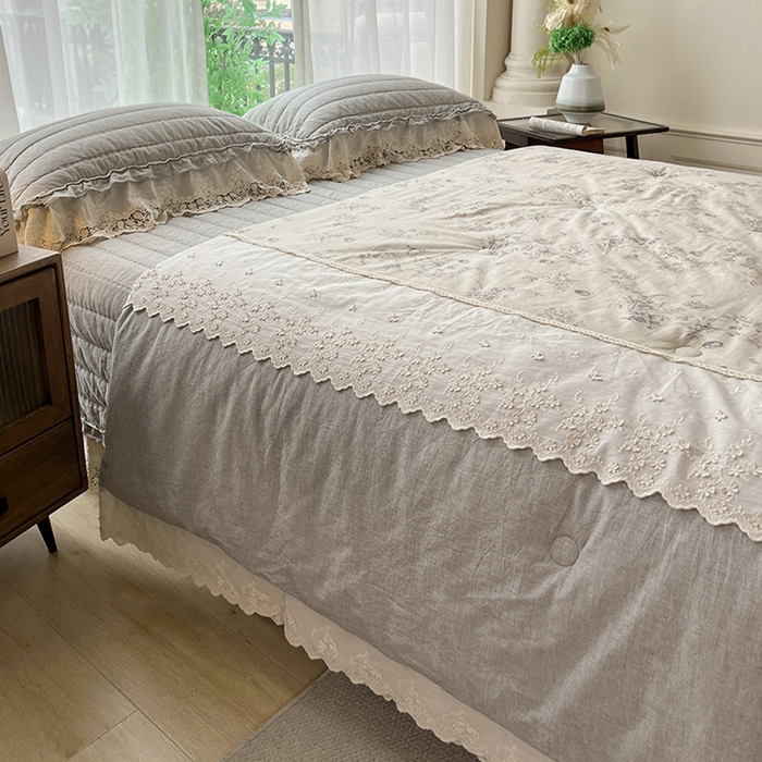 91家纺网 家纺一手货源 找家纺 （总）桂雅居 2025新款植物再生棉麻法式数码印花懒人被被子被芯