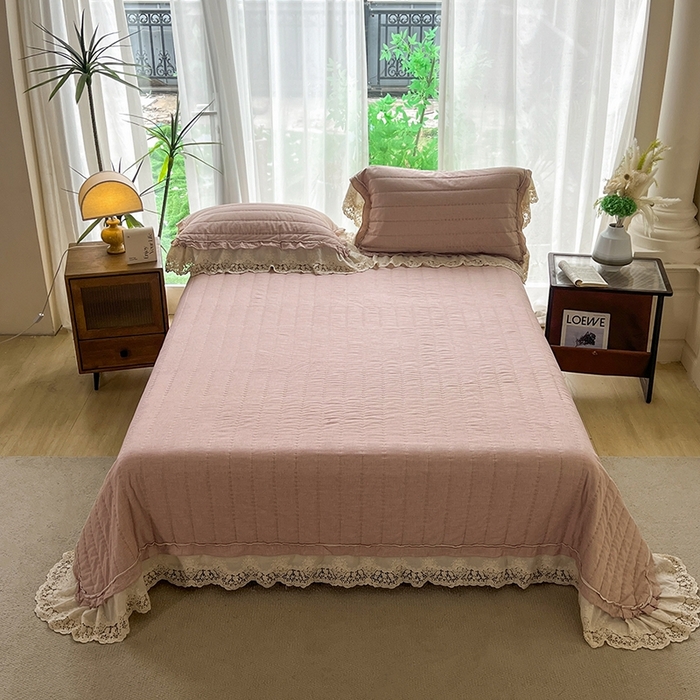 91家纺网 家纺一手货源 找家纺 桂雅居 2025新款植物再生棉麻法式数码印花懒人被被子被芯 秋意-红