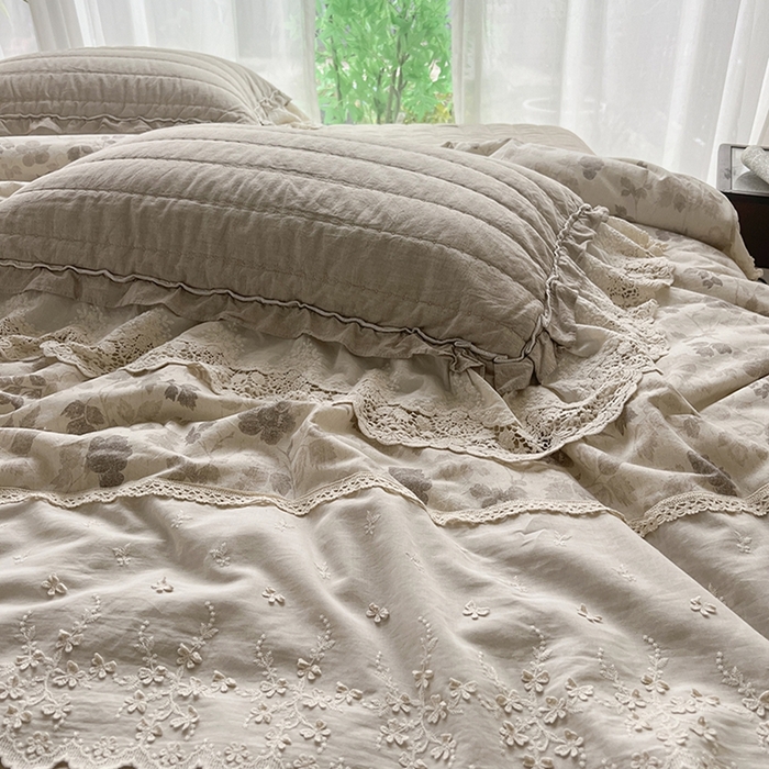 91家纺网 家纺一手货源 找家纺 桂雅居 2025新款植物再生棉麻法式数码印花懒人被被子被芯 素锦-咖