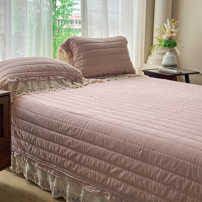 91家纺网 家纺一手货源 找家纺 桂雅居 2025新款植物再生棉麻法式数码印花懒人被被子被芯 秋意-红