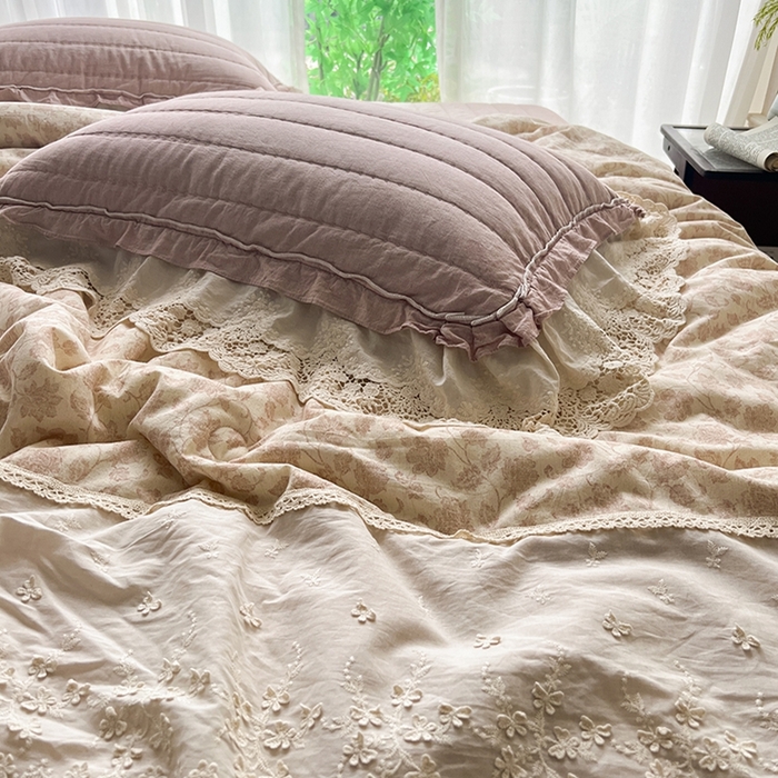 91家纺网 家纺一手货源 找家纺 桂雅居 2025新款植物再生棉麻法式数码印花懒人被被子被芯 秋意-红