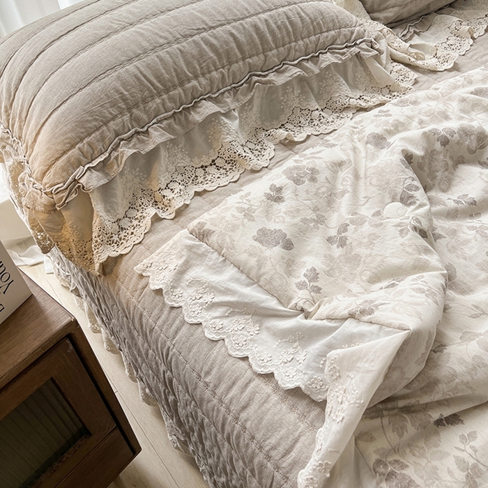 91家纺网 家纺一手货源 找家纺 桂雅居 2025新款植物再生棉麻法式数码印花懒人被被子被芯 素锦-咖