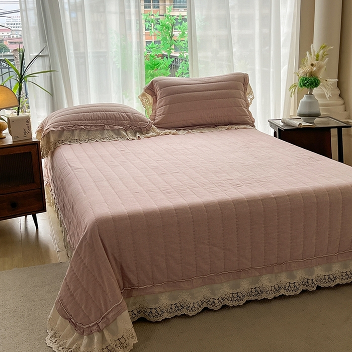 91家纺网 家纺一手货源 找家纺 桂雅居 2025新款植物再生棉麻法式数码印花懒人被被子被芯 秋意-红