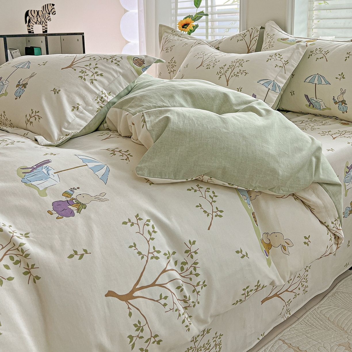 91家纺网 家纺一手货源 找家纺 （总）依庭 2025新款高克重全棉纯棉磨毛印花单被套